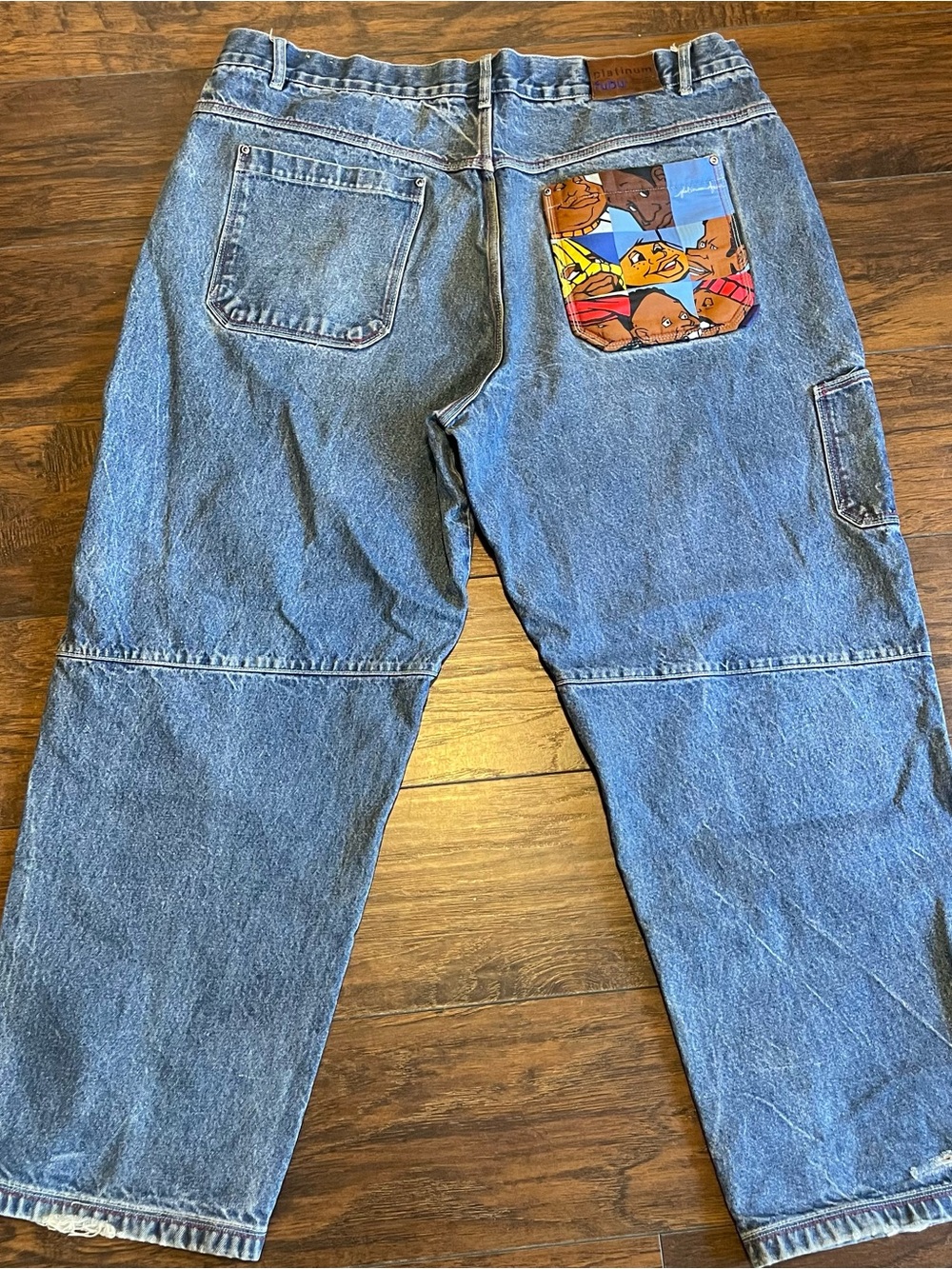 FUBU Blue Denim Relaxed Men’s Jeans with Multicolor Back-Patch